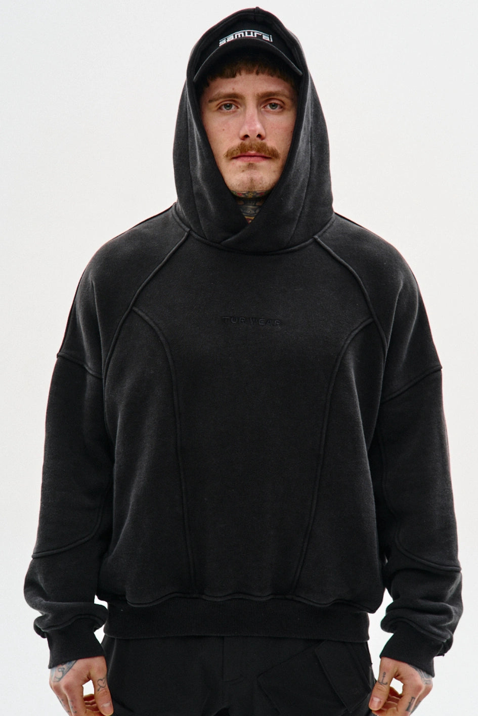 Oversized hoodie with decorative seams “Raise”