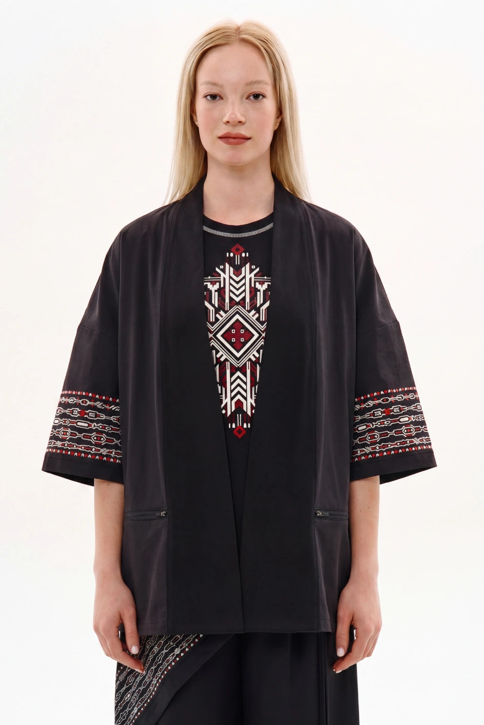 Women’s nylon kimono with ethnic prints “Hatori”
