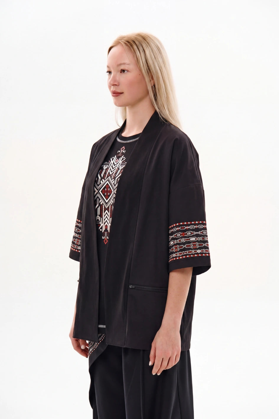 Women’s nylon kimono with ethnic prints “Hatori”