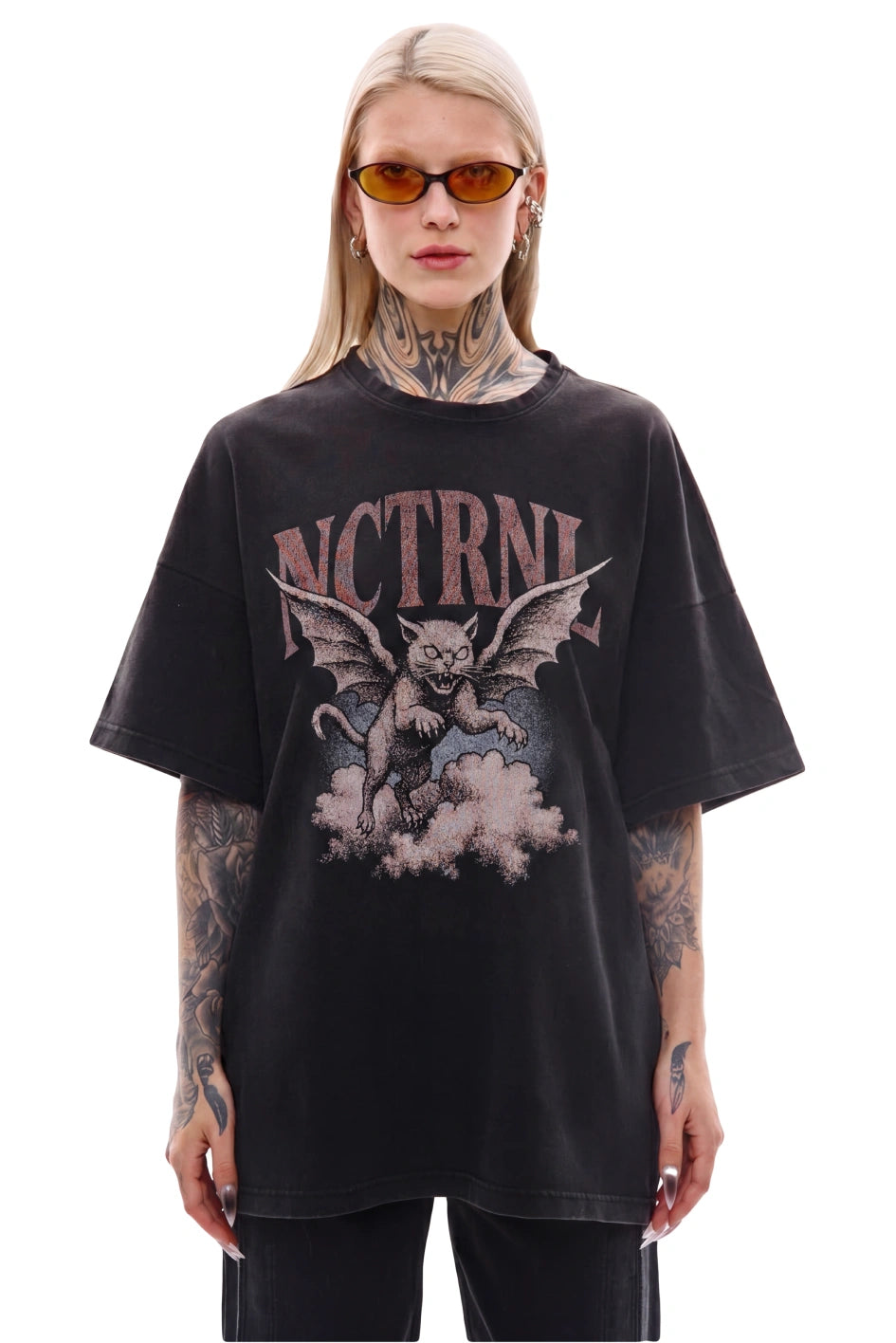 Oversized T-shirt with a washed effect "Angel"