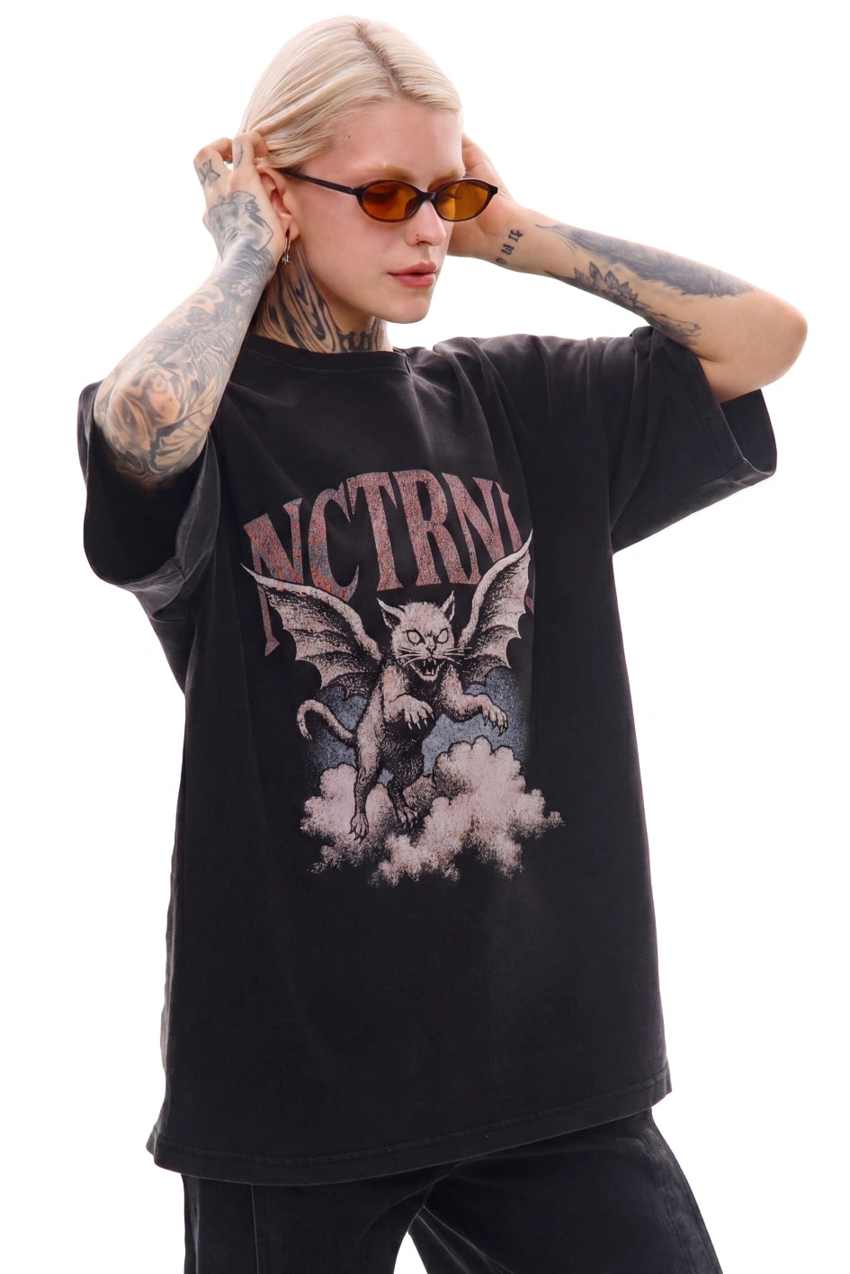 Oversized T-shirt with a washed effect "Angel"