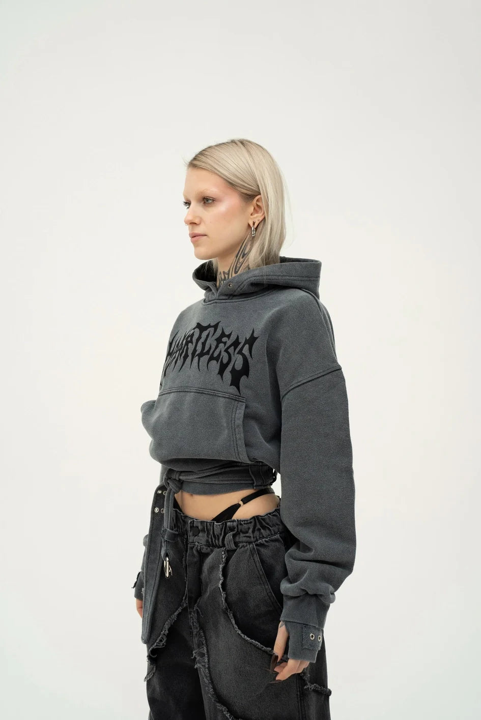 Boiled hoodie with belt "Heartless"